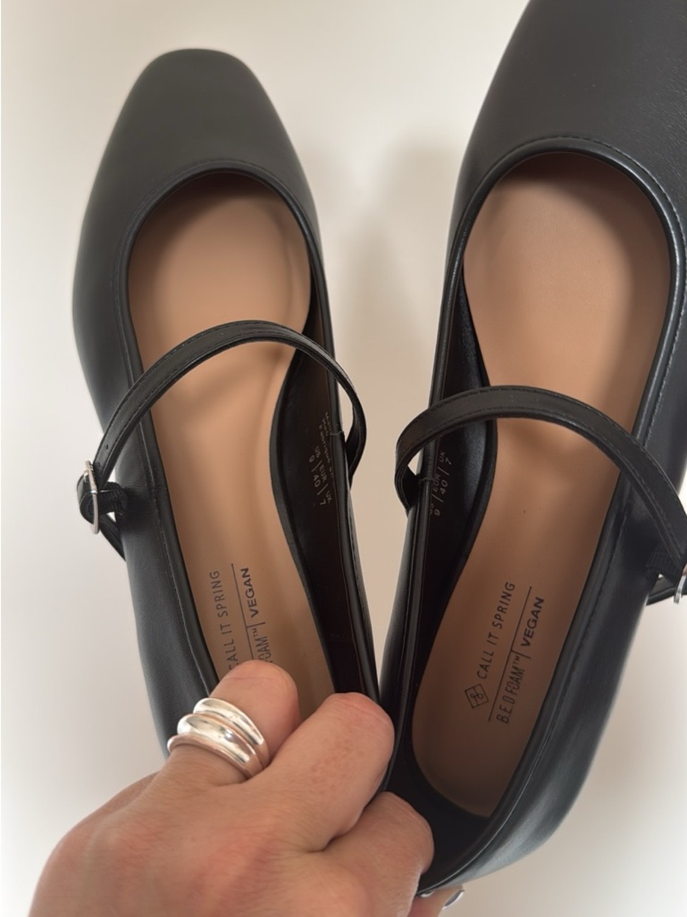 Naturalizer Black Mary Jane Flats with Strap